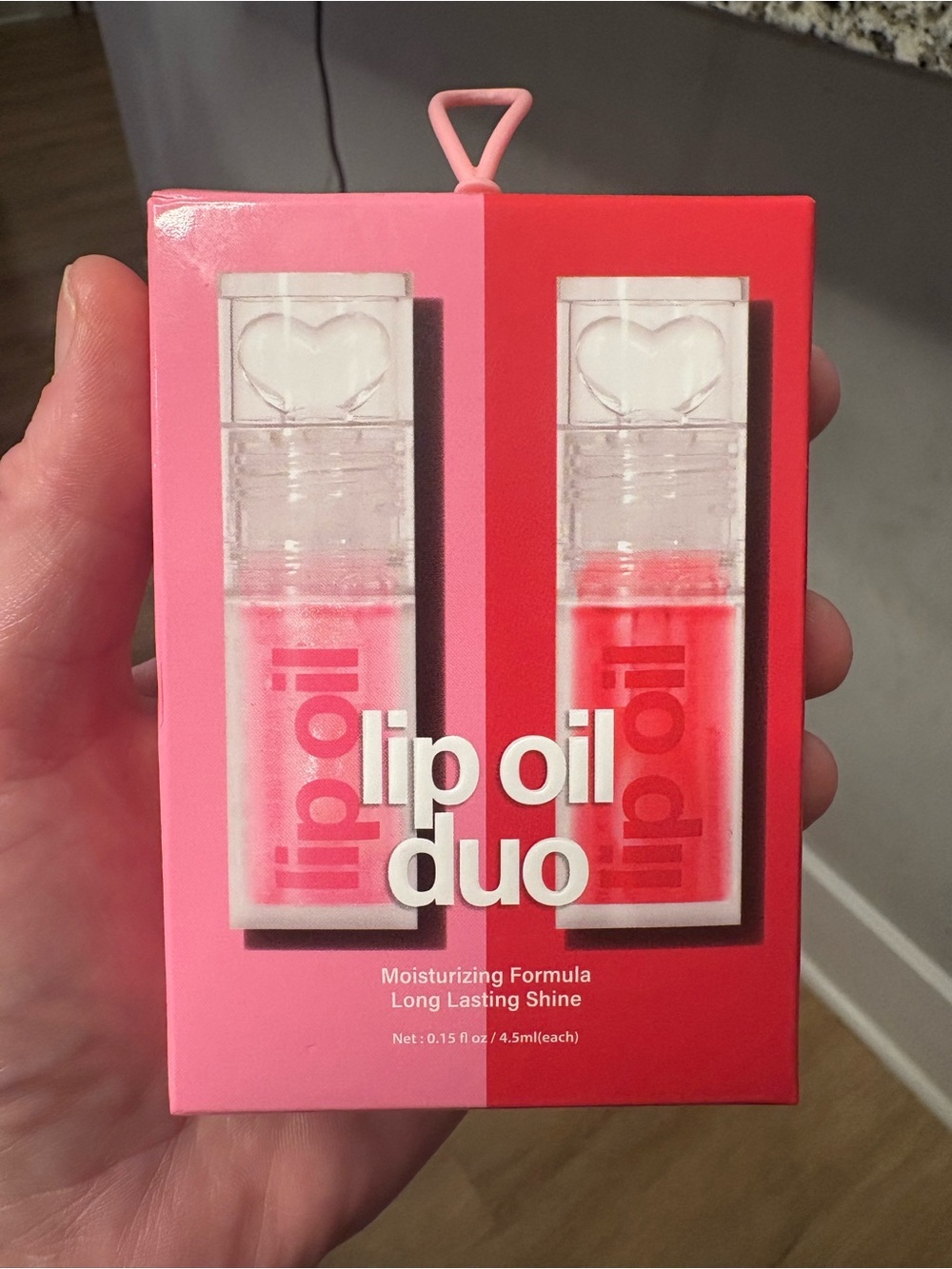๐ Lip Oil Duo Set Moisturizing Gloss 2-Pack Heart Cap New Gift Set - Picture 2 of 4
